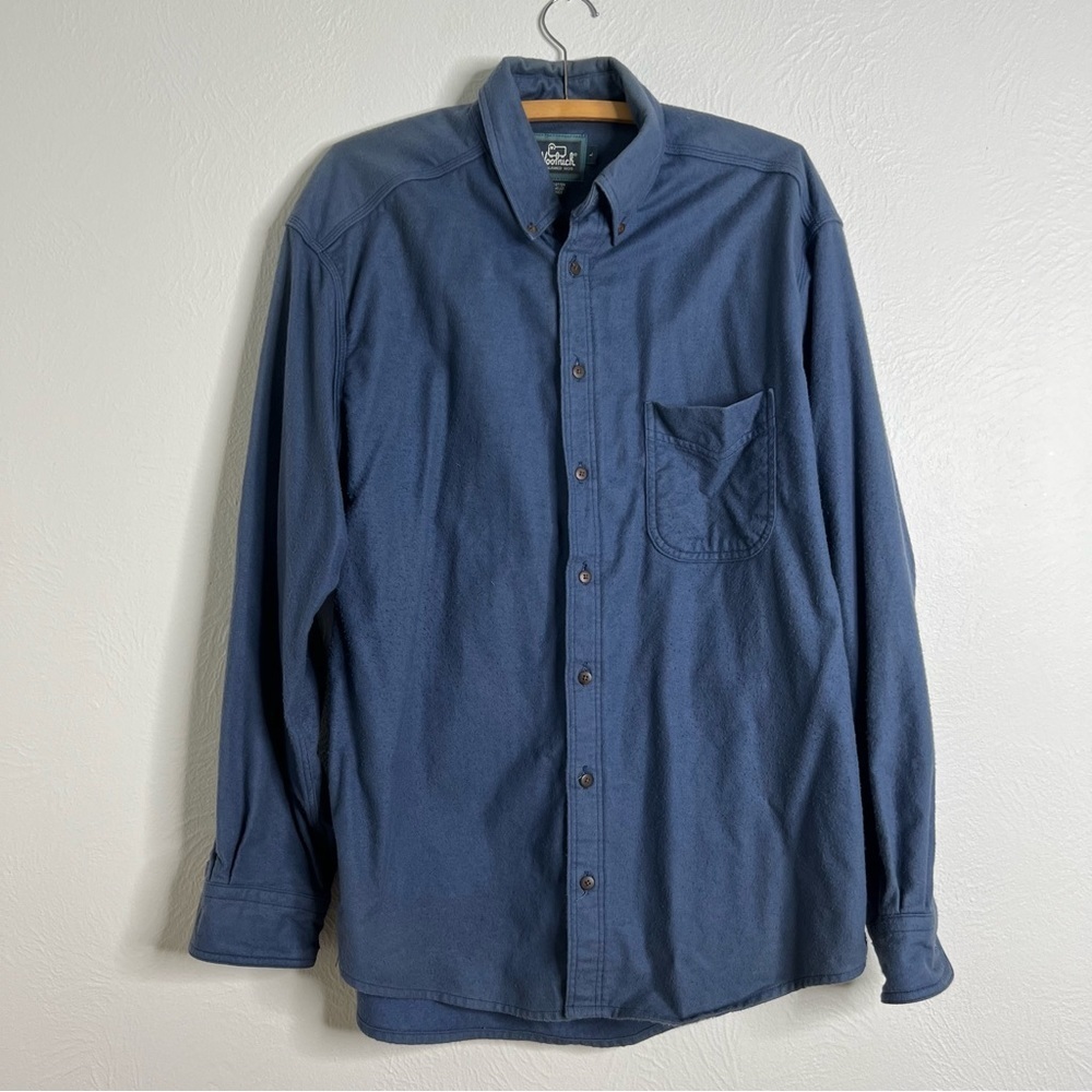 Woolrich Men's Blue Long Sleeve Button-Down Cotton Shirt Size Large